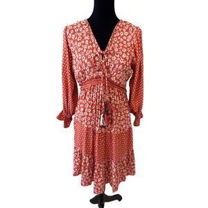 ROMANTIC GYPSY Women's Floral Boho Prairie Tunic Midi Dress Size S
